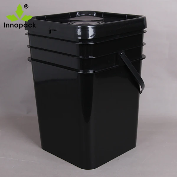 20 Ltr Black Square Heavy Duty Plastic Bucket With Gasket Lid Buy