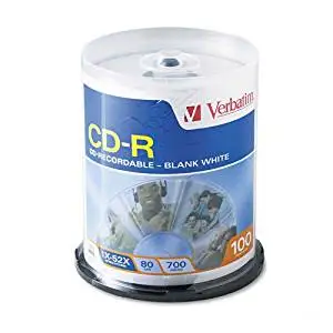 Verbatim : Disc CD-R 80 min White bulk 52X 700MB 100/spindle non-printable700MB 100/spindle non-printable -:- Sold as 2 Packs of - 100 - / - Total of 200 Each