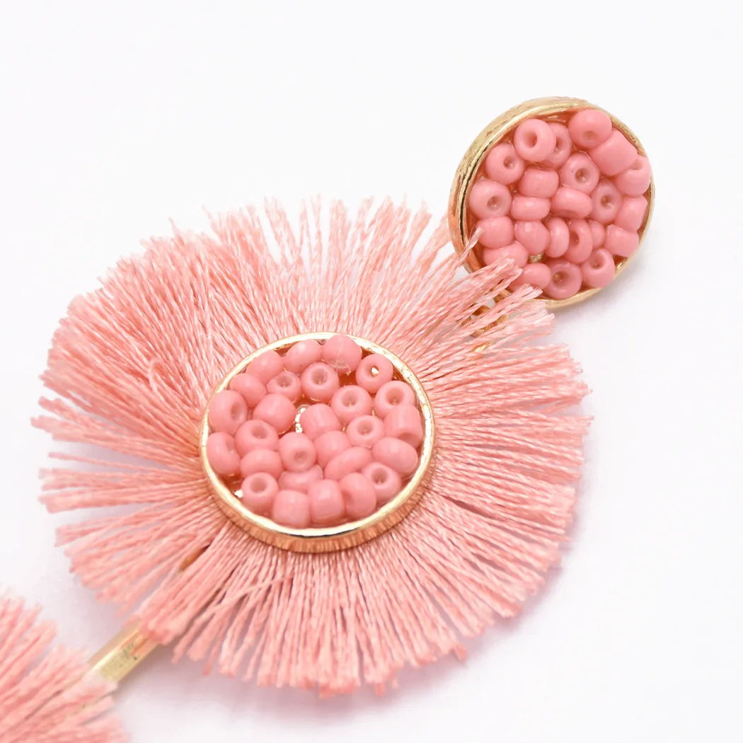 Wholesale Handmade New Trend Statement Tassel Drop Seed Beads Earring