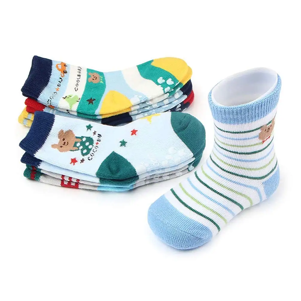 NACOLA Baby Boys Girls Toddler Non Skid Cotton Socks with Grip for 0-12 Months,12 Pairs/Pack