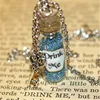Drink Me Alice in Wonderland Bottle Necklace with a Key Charm in silver