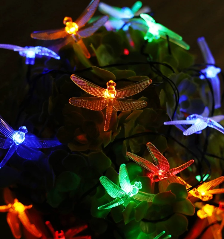 10 Led Outdoor Solar Dragonfly String Lights For Christmas Party