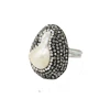 2019 hot sale cooper ring with big freshwater pearl setting for beautiful girl