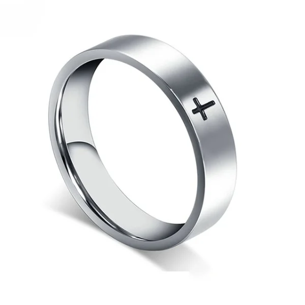 Alicejewelry Vintage Stainless Steel Jesus Cross Crucifix Cubic Zirconia Ring 