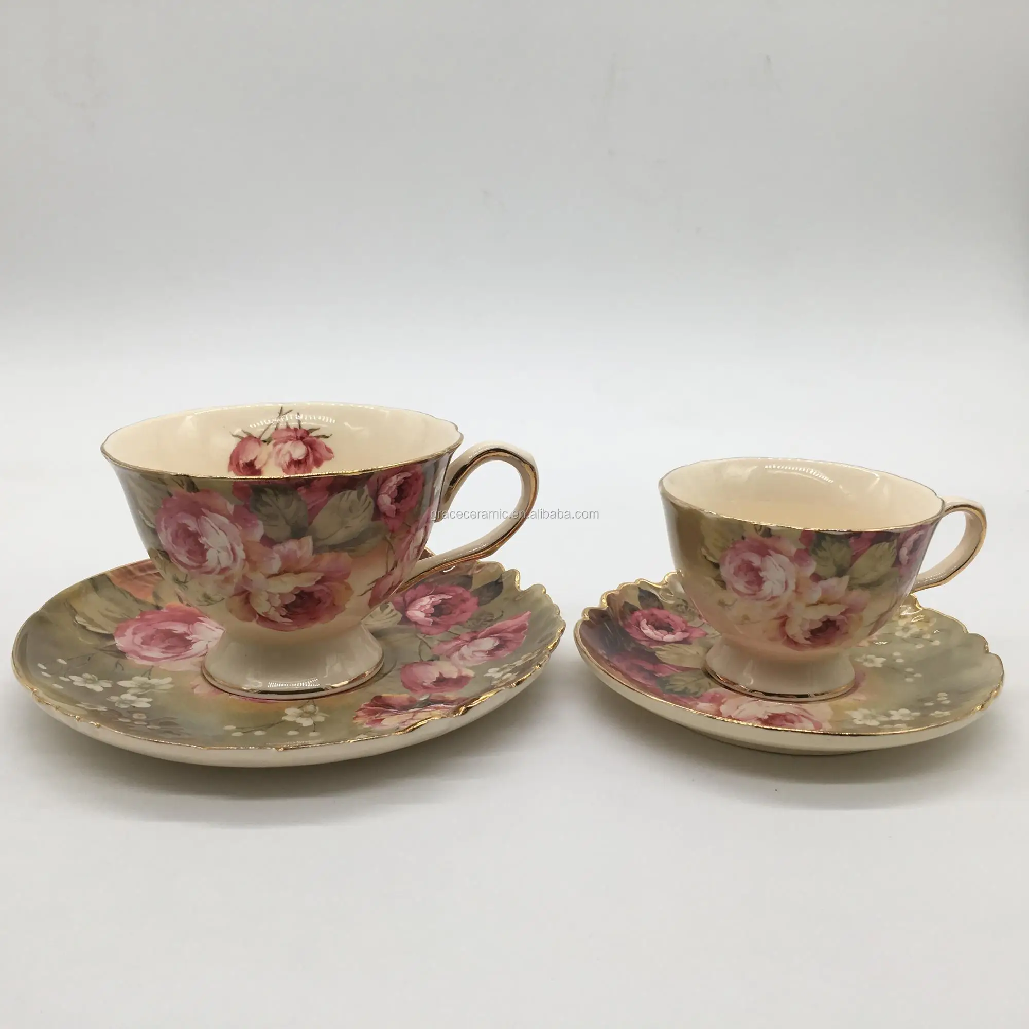 Ceramic Fine Porcelain Vintage Tea Cups,Floral Tea Cup Saucer With