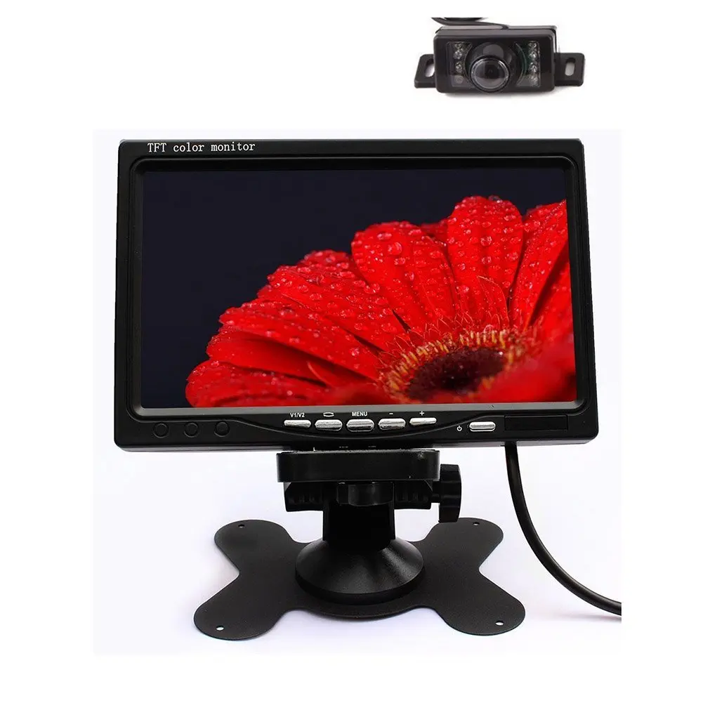 WickedHD WRC-LCD 7 Inch High Resolution Rotating Color TFT LCD Display Monitor with Remote Control and Mounting Bracket