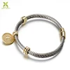 New design stainless steel health magnetic clasp bracelet bangle with letter k cz charm