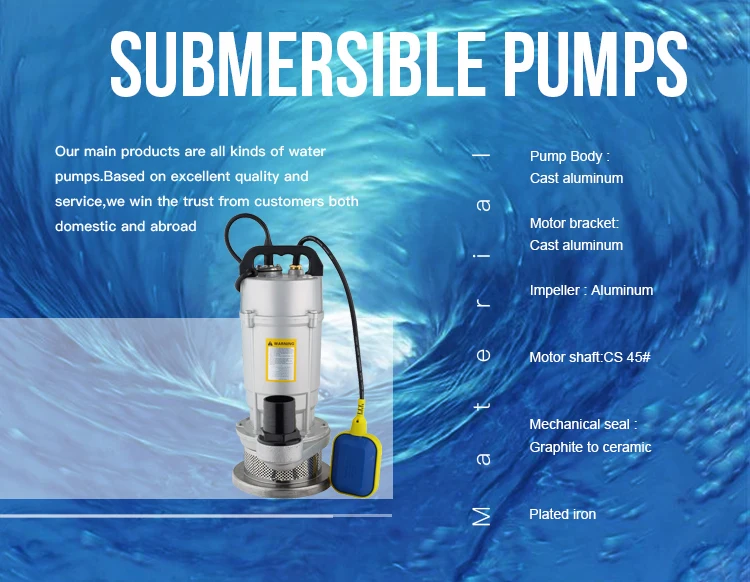 1hp Single Phase 220v 50hz High Pressure Submersible Water Pump (qdx1.5