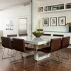 Stylish Hi-MAC design square shaped designer white solid surface/artificial marble dining table