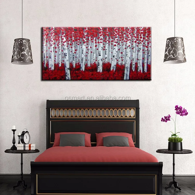 Rode en witte kunstwerk 100 met de hand gemaakte woonkamer aan ... Schilderij woonkamer white