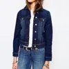 dark blue denim no hood jacket cheap factory price for women