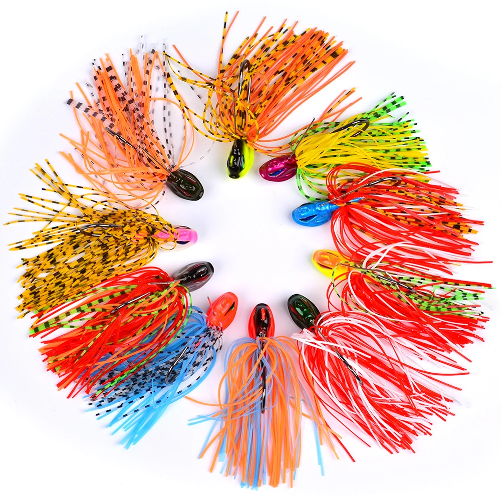 Wholesale 8cm Lead Head Squid Bass Jigs Fishing Lures Rubber Skirts ...