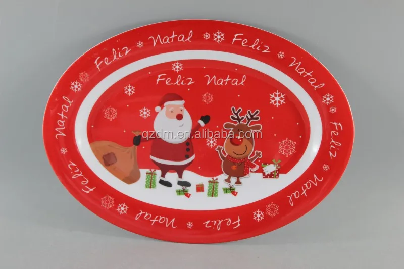 14inch Christmas Melamine Oval Plate