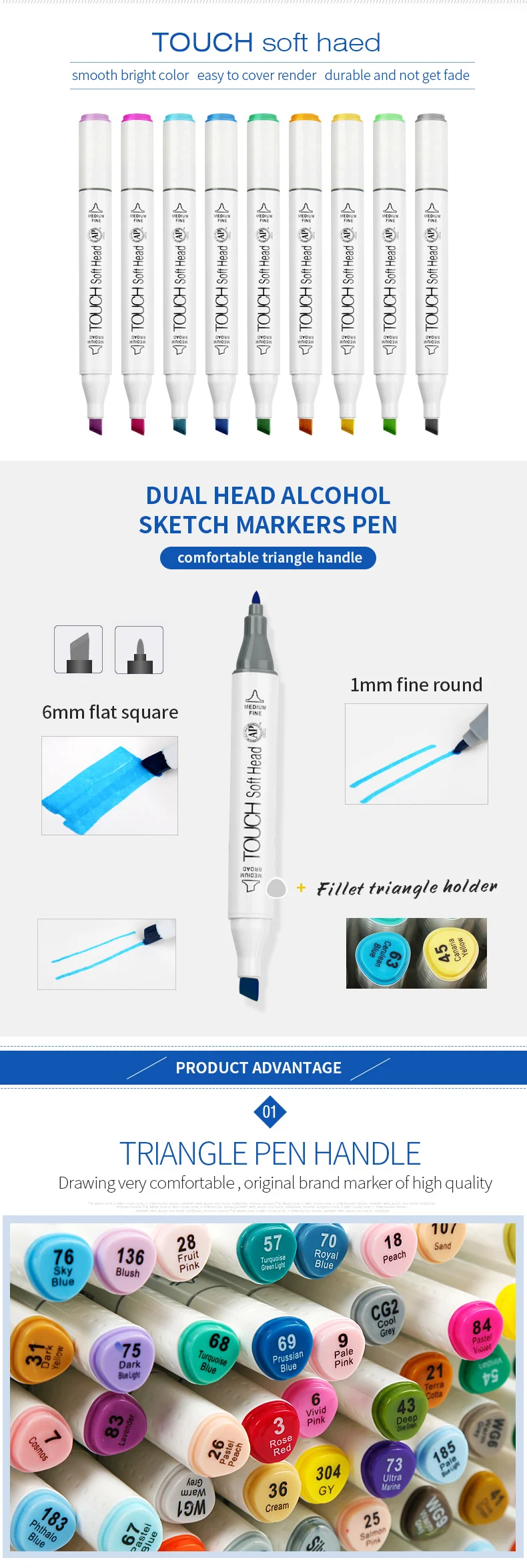 Superior 40/60/80/96/218colors Artist Double Headed Art Marker Pen Set