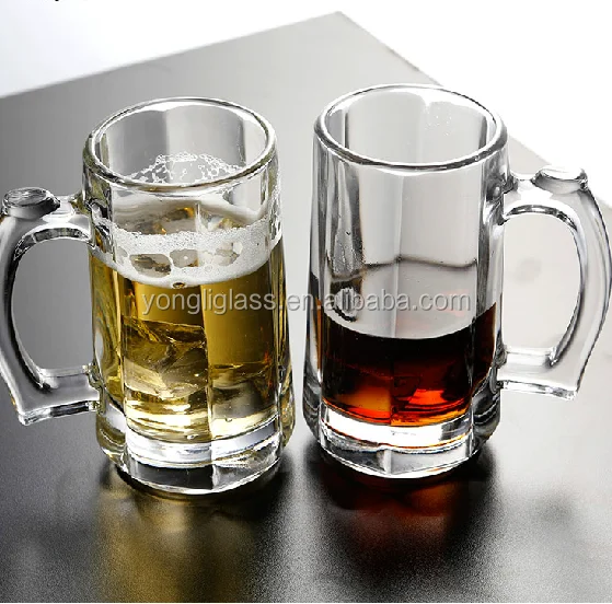 Factory wholesale 350ml beer glass with handle beer mug for Oktoberfest