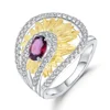 Abiding Natural Rhodolite Garnet Rings 925 Sterling Silver Handmade Sunflower Rings Jewelry