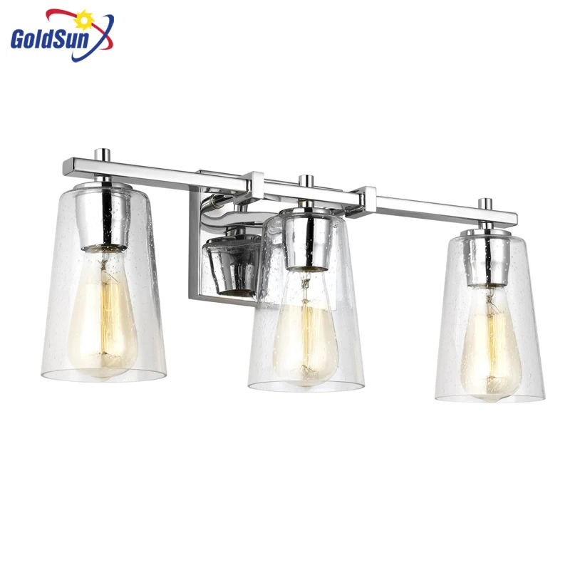 chrome glass wall lights for home decorative bathroom wall mounted ready to ship hot sale wall lights fixtures