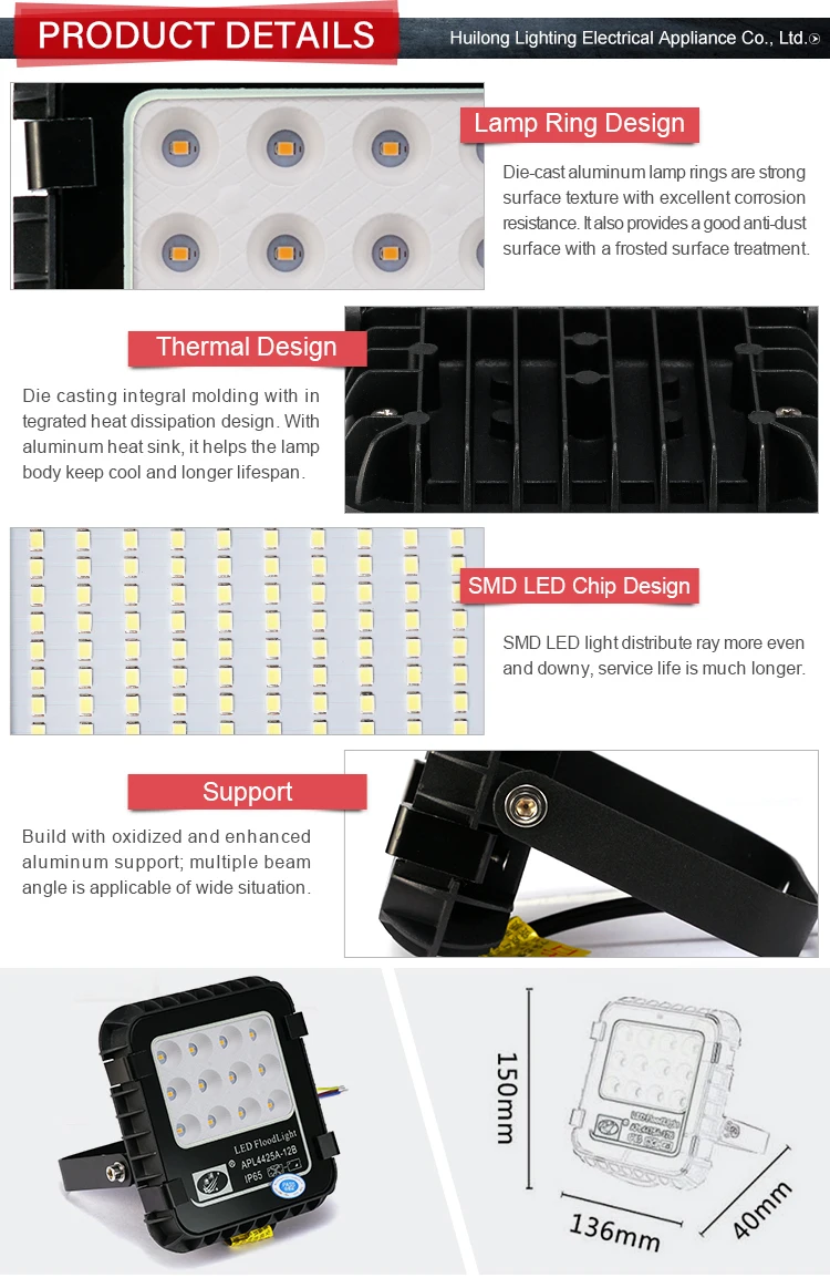 Construction site waterproof industrial high power manufacturer lumen stadium sports lighting portable wide angle white light