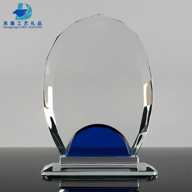 New Style Oval Shape Blank Glass Award Plaque For Custom Text Engraving