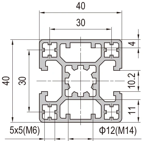 Профиль v slot 40x20 чертеж