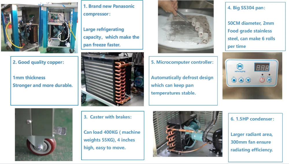 Manual Fried/Roll Fried Ice Cream Machine / Sri Lanka Ice Roll Machine