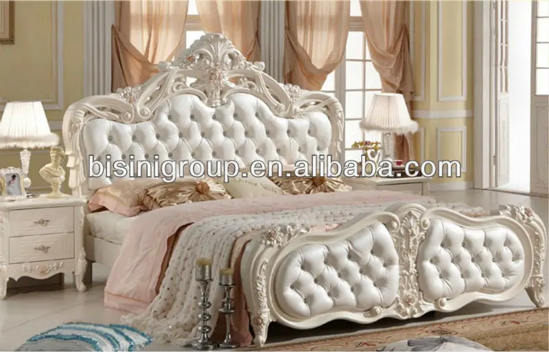 New Clical Style Double Bed In Pure White With Genuine Leather New Clical Style Double Bed In Pure White With Genuine Leather Royal Clic French Set Product On Alibaba
