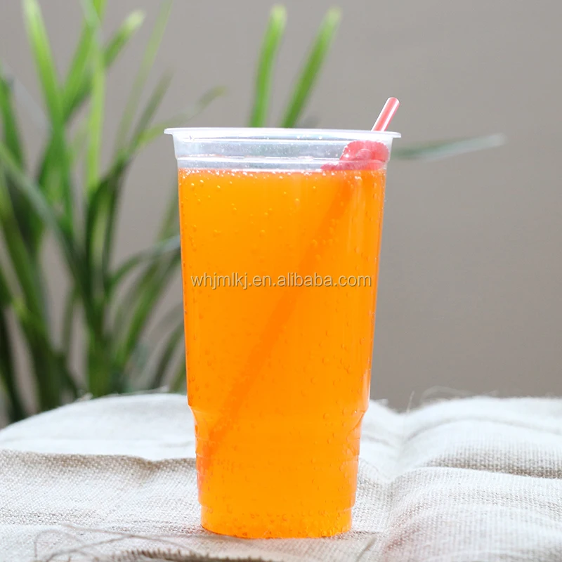 1 Liter Custom Big Plastic Pp Milkshake Disposable Beverage Drinking