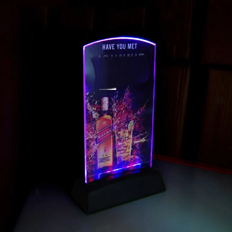 acrylic flashing led light table menu