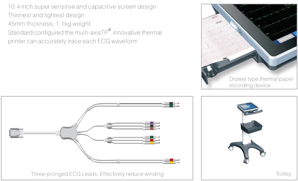 6 Channel Built In Scanning Gun Handheld Digital System ECG Machine With WiFi