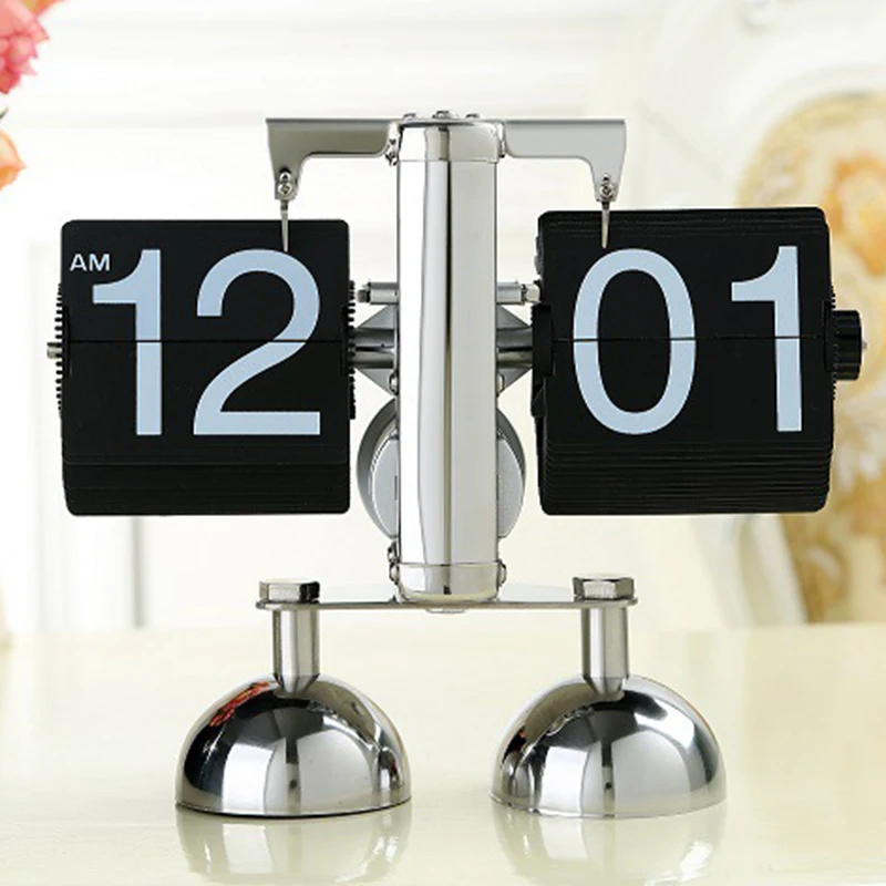 Auto Flip Clock Retro Down Calendar Wall Table Automatic Manufacturers Digital Bamboo Desk Shelf