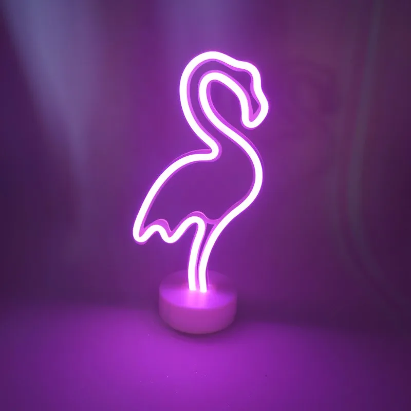 Indoor Home Decoration Lamp Plastic Flamingo LED Battery Operated Neon Lights