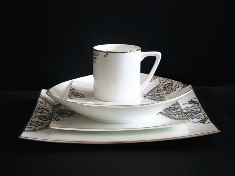 Elegant Dinnerware 16pcs 20pcs Dinner Set Bone China Square Dinner Set