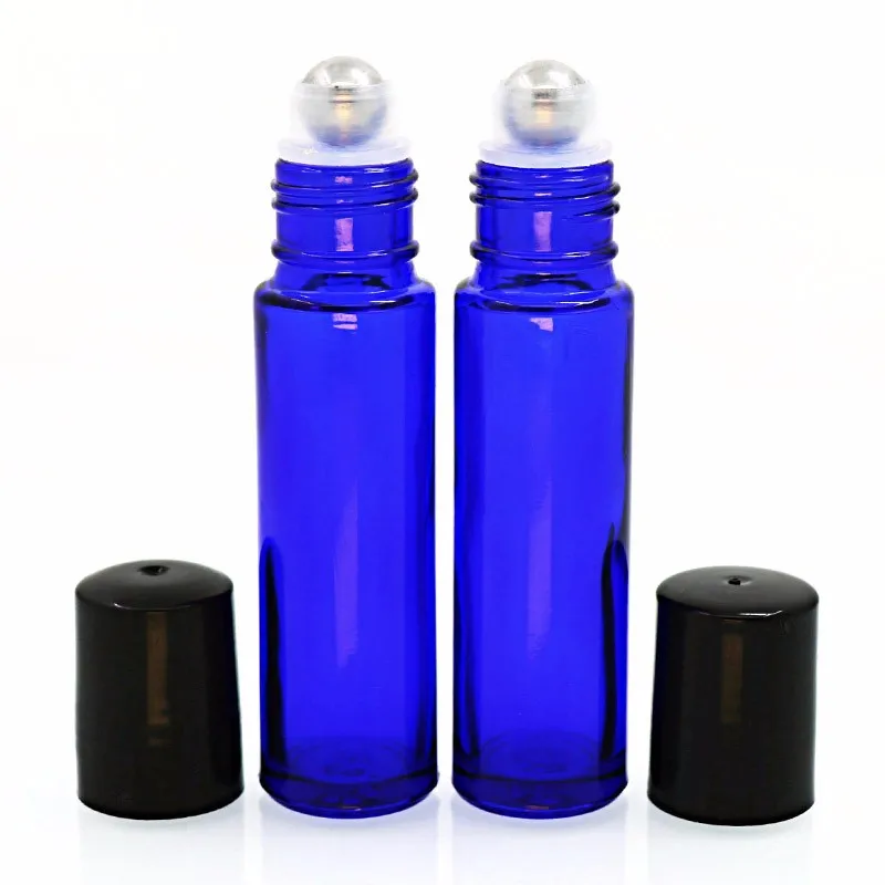 10ml Matte Black Glass Roll On Bottle With Metal Roller Ball 10ml Roll