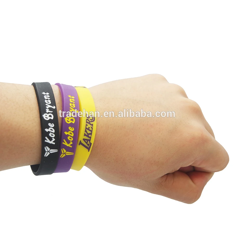 Custom Made Lakers Silicone Bracelets Kabe Bryant Rubbern Wrist Bands