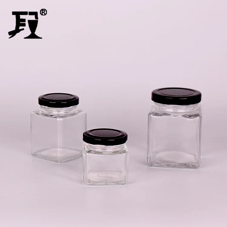 square glass honey jar cheap jam jars with metal lids