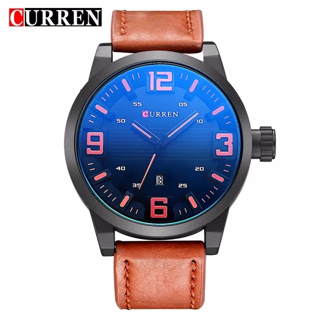 CURREN 8241 2017 Curren Round Dial Quartz Analog Wrist Watch High quality Leather Band For Unisex
