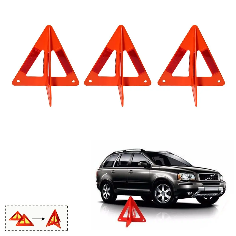 3 Emergency Warning Triangle Auto Car Breakdown Red Reflective Safety Road Sign