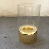 Interior Ornament Glass Hurricane Candle Lantern With Metal Gold Chrome Base For Home Decor