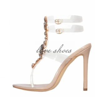 clear front strap heels