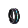 Black Tungsten Carbide Wedding Band 8mm Colorful Rainbow Couple Ring Gay Pride
