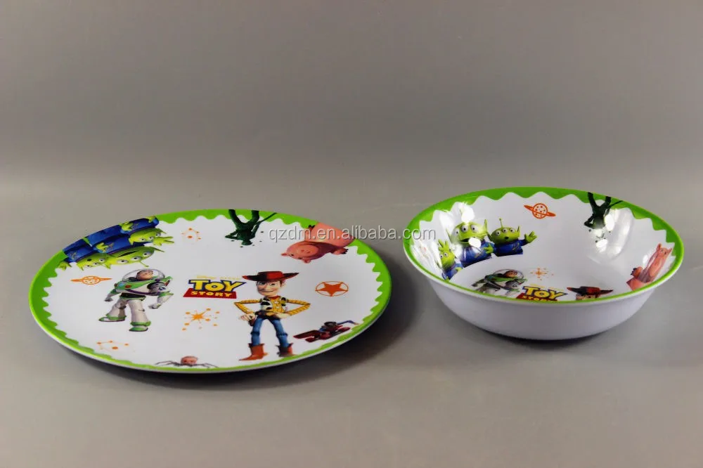 BPA Free Food Grade Melamine Dinner Plate And Bowl Set For Children