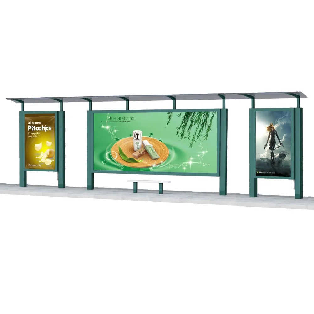product-YEROO-Outdoor Advertising Bus Stop Shelter Steel Structure Design With Light Box-img