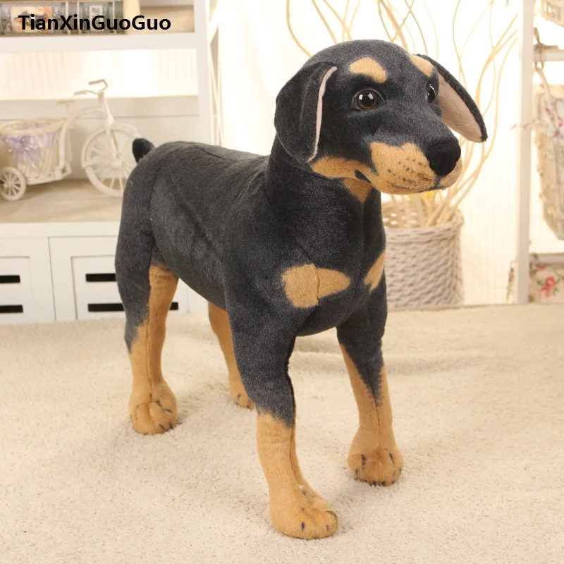 Recheado de Pelúcia Brinquedo de Simulação de Rottweiler Presente de Aniversário Cão 27x25 cm Lance Macio Travesseiro H0777 5 Almofada macia do lance do cão 27x25cm