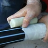 Water-activated polyurethane resin fiberglass pipe wrap repair fix adhesive tape