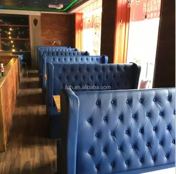 High End Blue Leather Button Design Fast Food Restaurant Bar