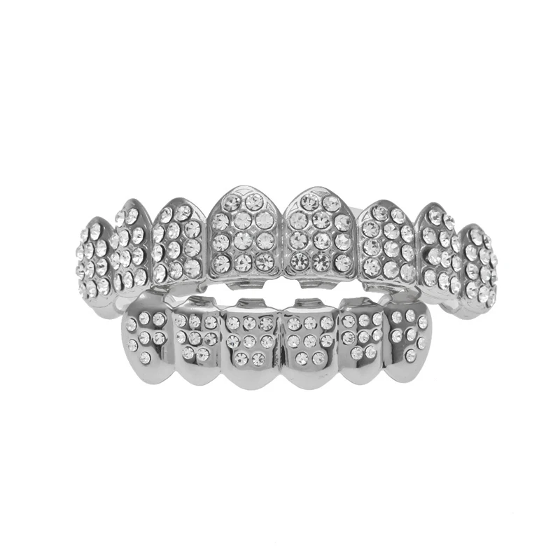 Blues Rts Best Teeth Grillz Eight Top Eight Bottom Full Crystal