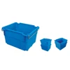 Stack/nest plastic crate with steel swing bar