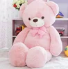 Wholesale Lovely Soft Big Pink White Blue Bears Plush Toy Cuddly Giant Teddy Bear with Bow Doll for girl birthday gifts