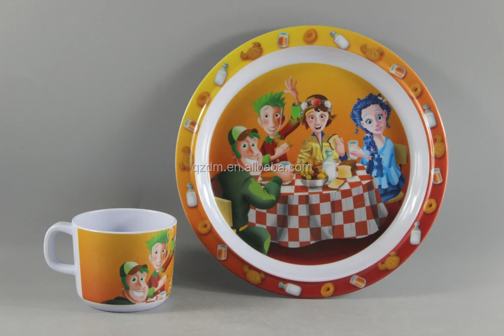 Designer Melamine Dinner Dish And Milk Cup For Child