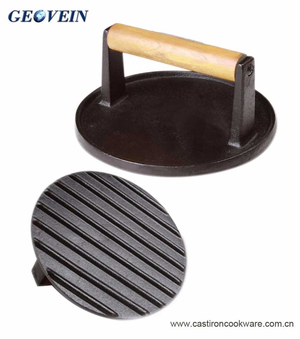 Geovein Cast Iron Bacon Press Nonstick Steak Press Meat Press For Steak